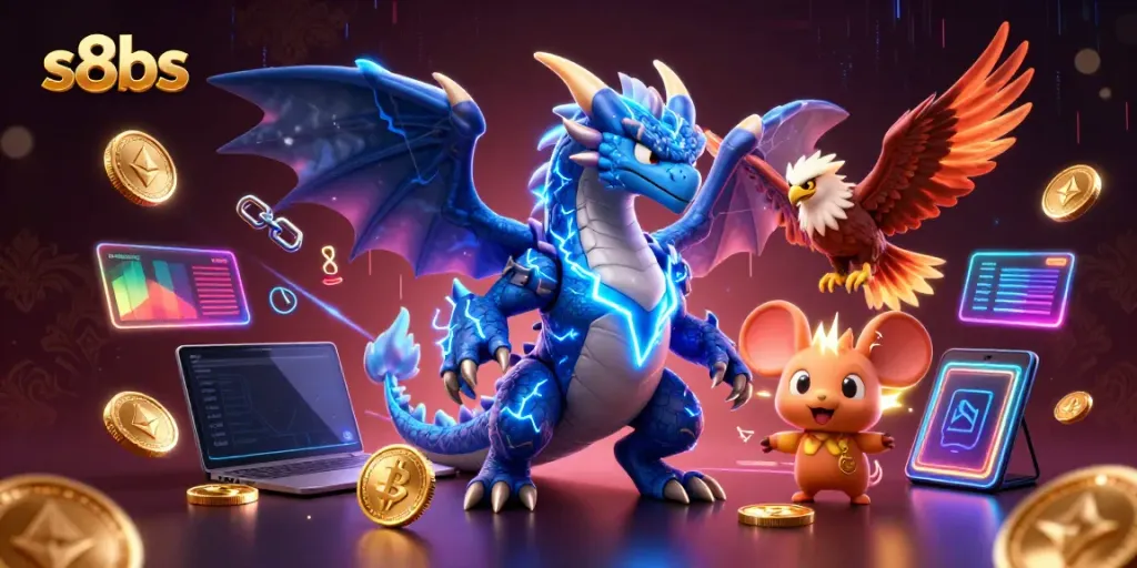 Engage with thrilling s8bs casino action featuring vibrant electric characters and crypto elements.