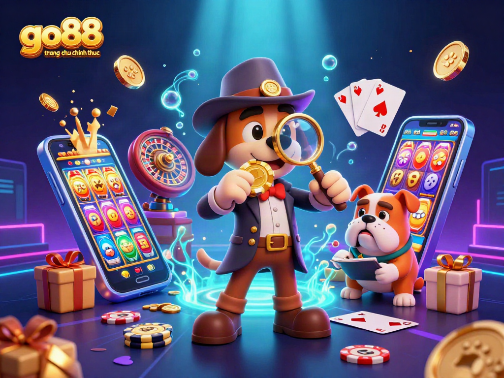 Engage with go88 trang chu chinh thuc through a dynamic scene of gambling elements and characters.