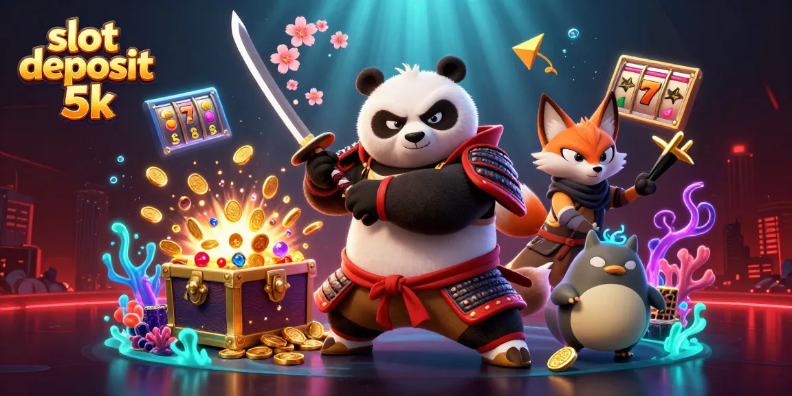 Engage with slot deposit 5k strategy featuring vibrant samurai and fox amidst dynamic casino elements.