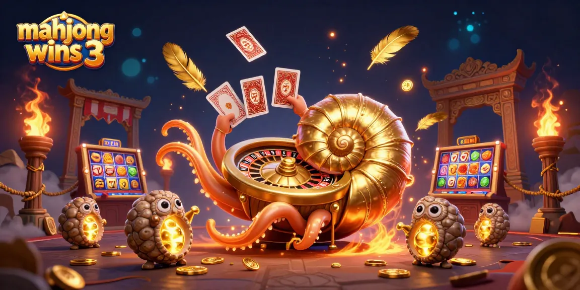 Watch 'mahjong wins 3' come alive in a vibrant 3D casino scene with slots and cards!